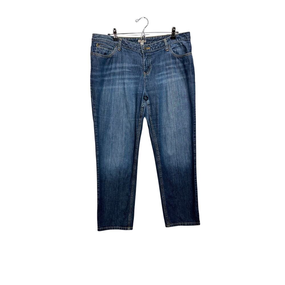 J. Jill blue denim jeans 100% cotton straight leg rear pocket stitching Sz 14P